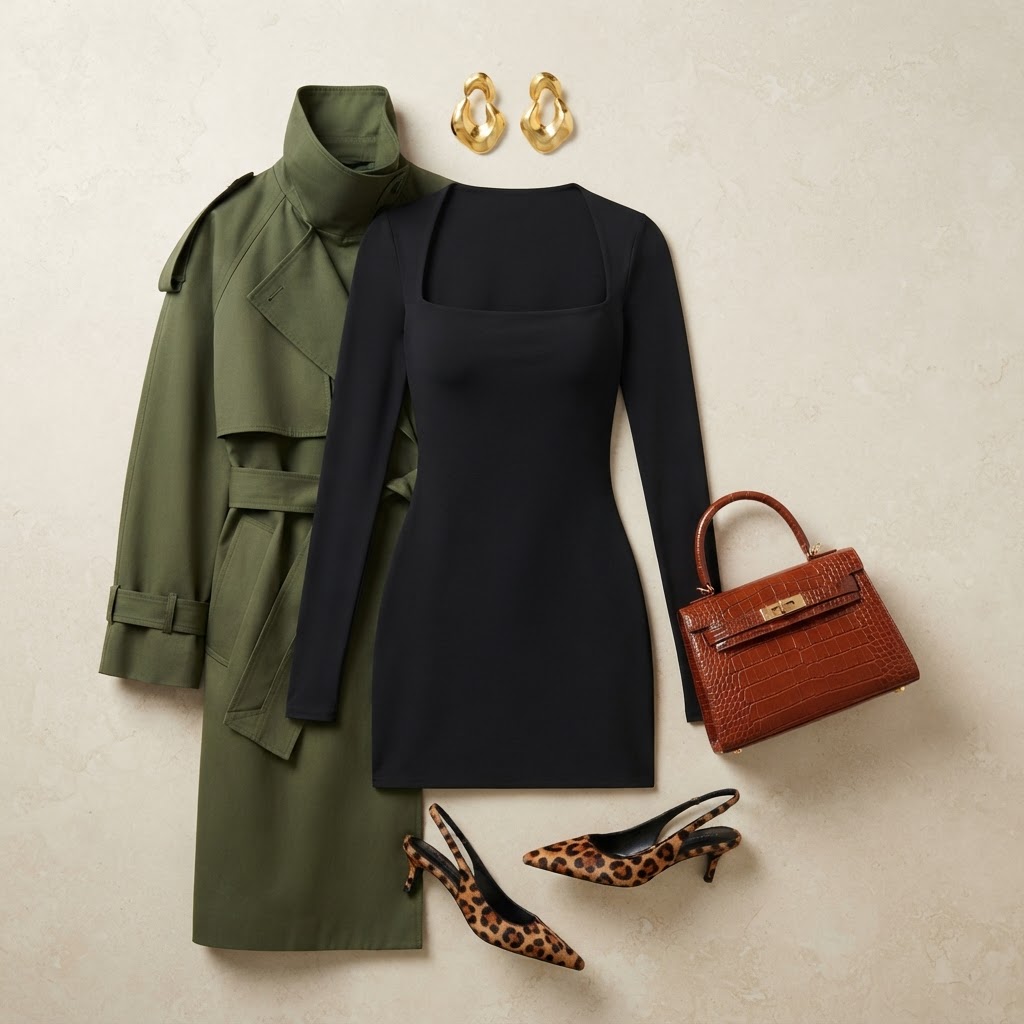 Sculpted Noir & Animal Print Night Out, outfit shared by lindsay's videos (date)