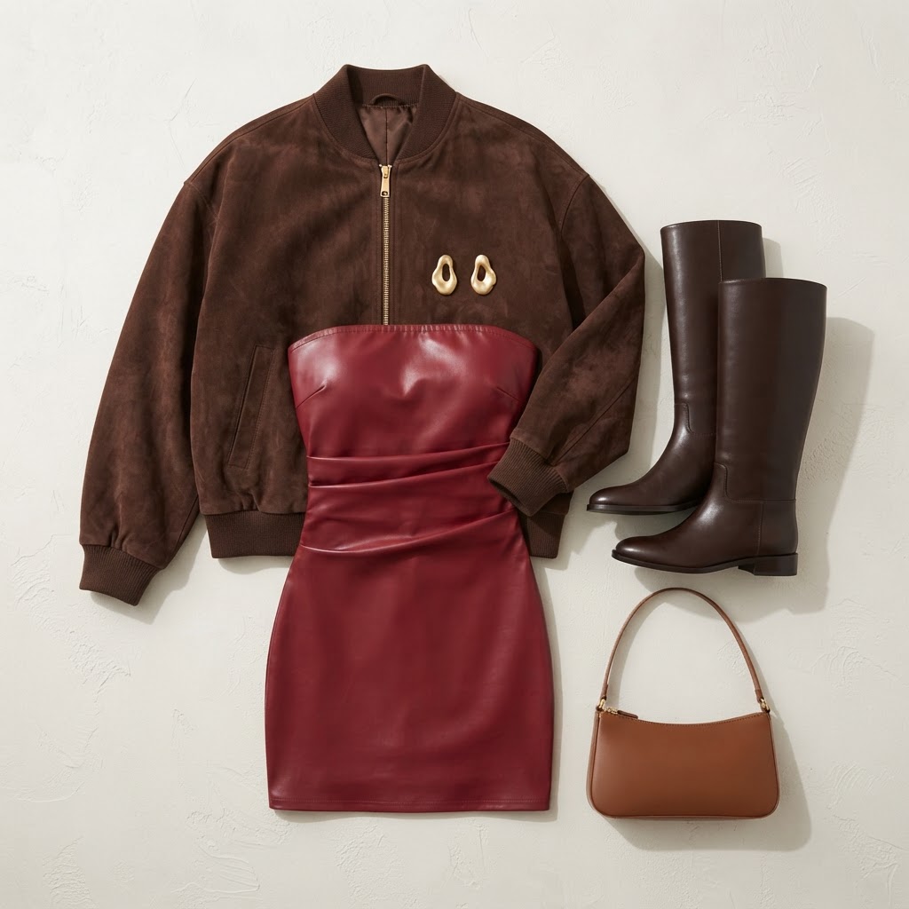 Modern Mocha & Oxblood Contrast Day Look, outfit shared by lindsay's videos (everyday)