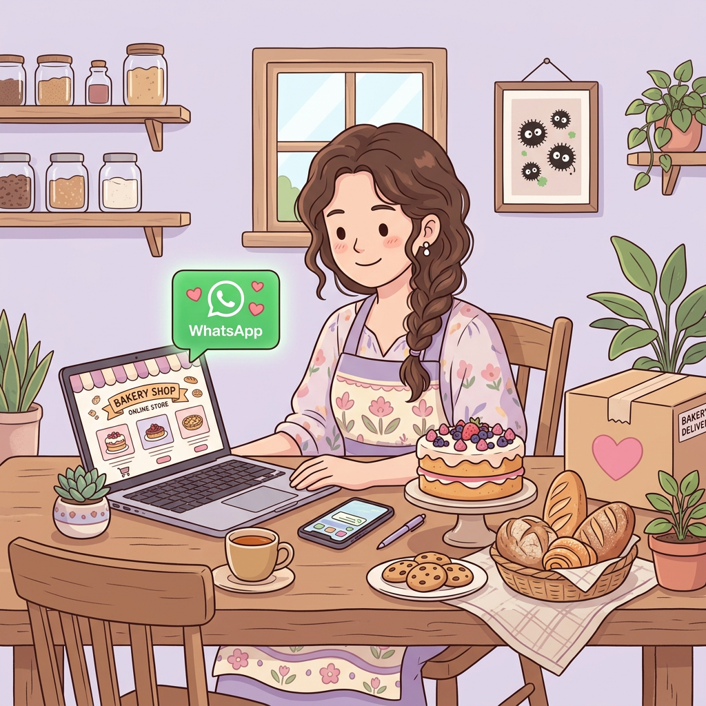 Home baker managing orders on WhatsApp