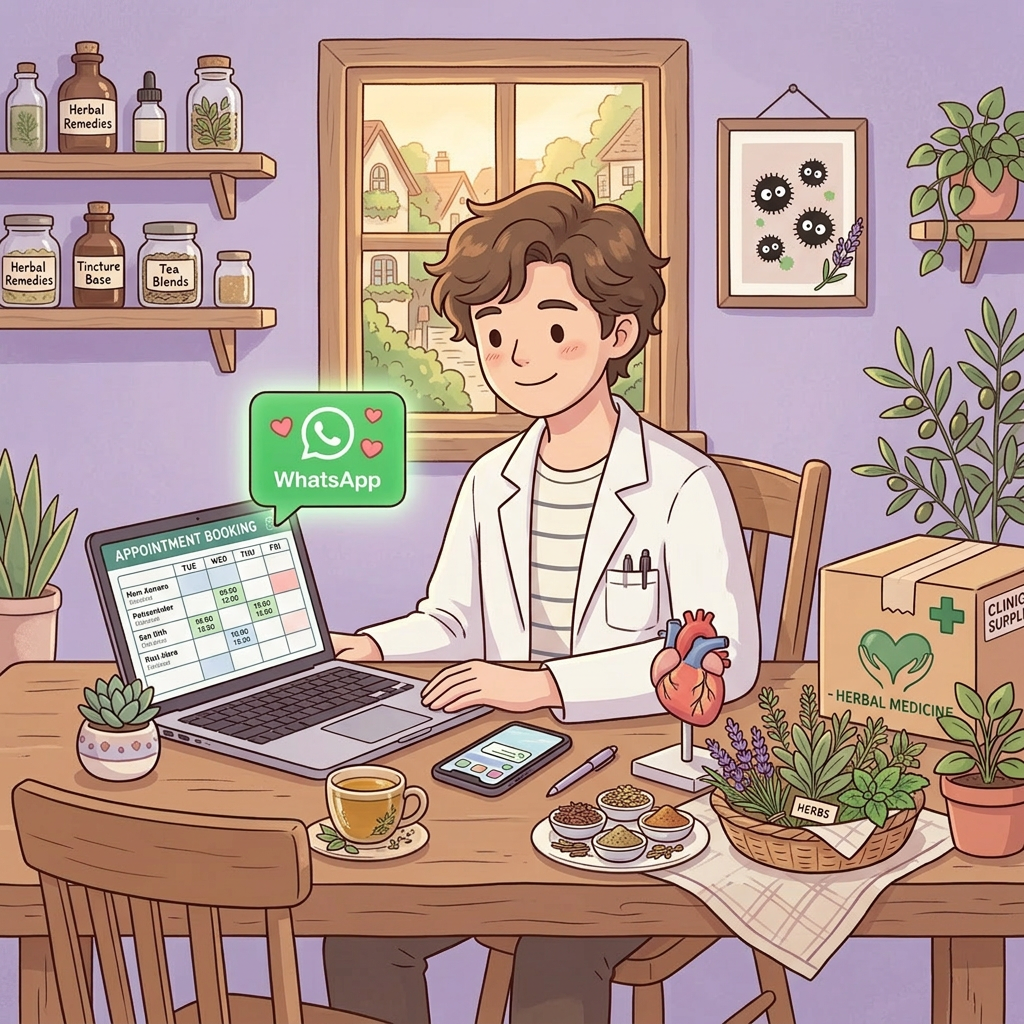 Doctor managing clinic appointments online