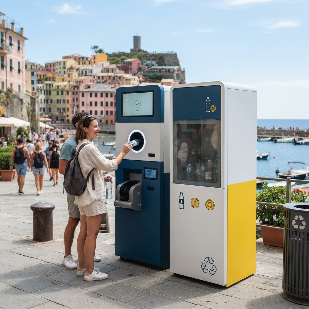 Recycling Reward Machines at Tourist Destinations - AI generated hero