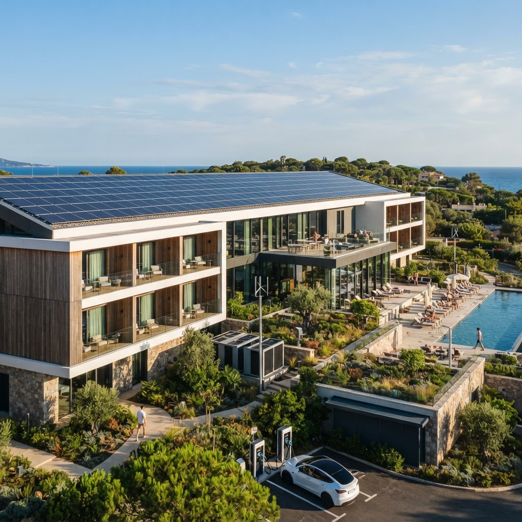 100% Green Energy Hotels - AI generated hero