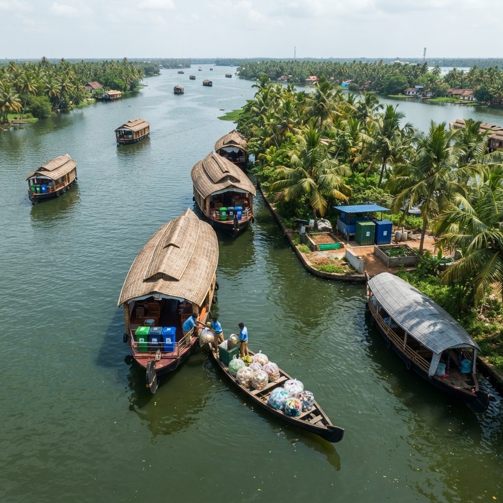 Responsible Waste Management for Kerala Houseboats - AI generated hero