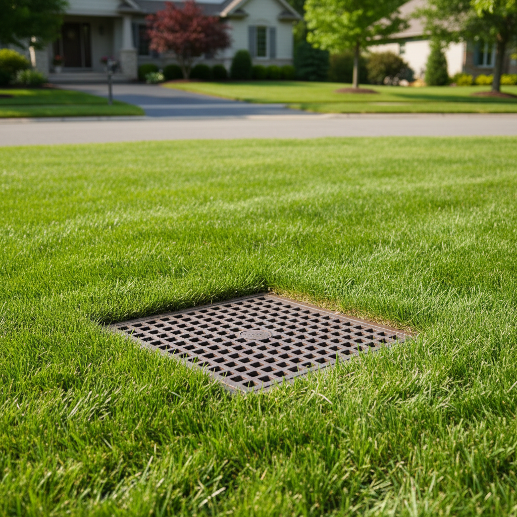 Catch basin drainage in residential yard