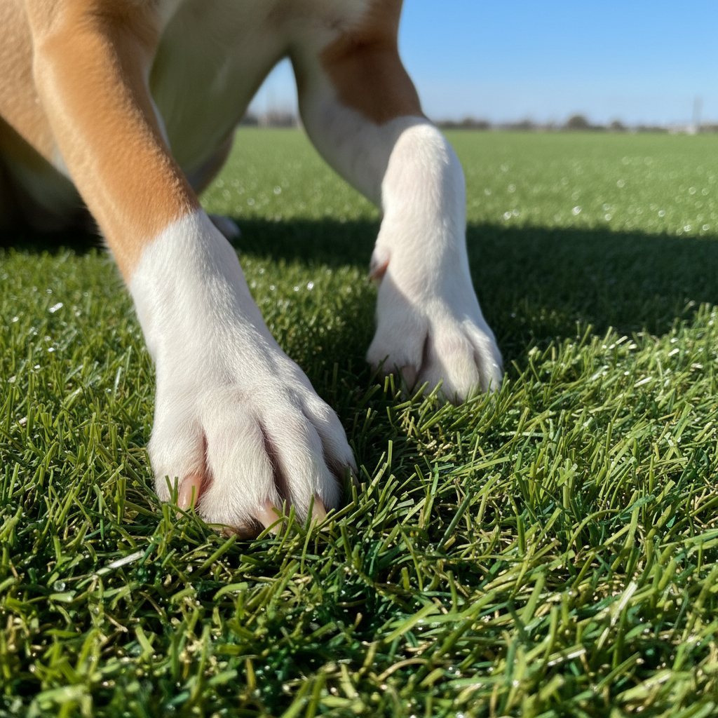 Pet turf area with dog