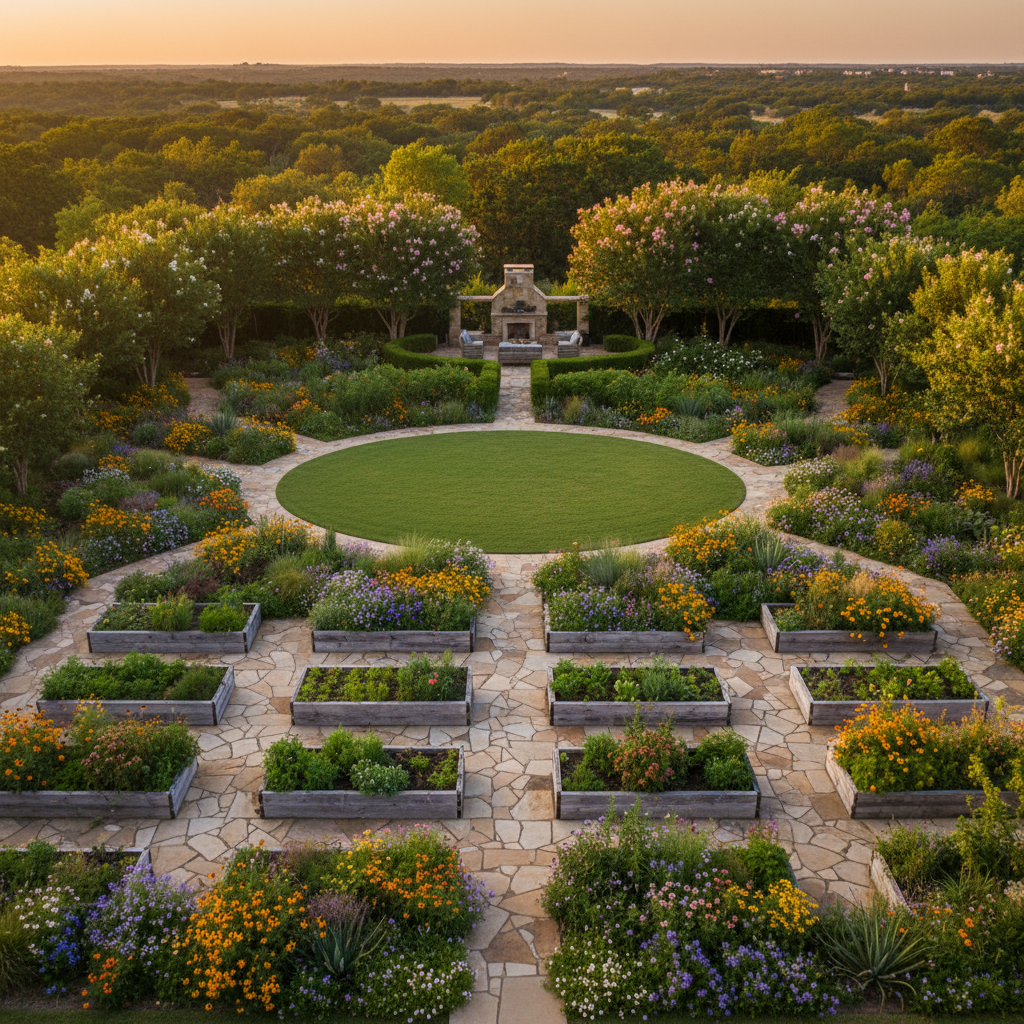 Landscaped DFW backyard