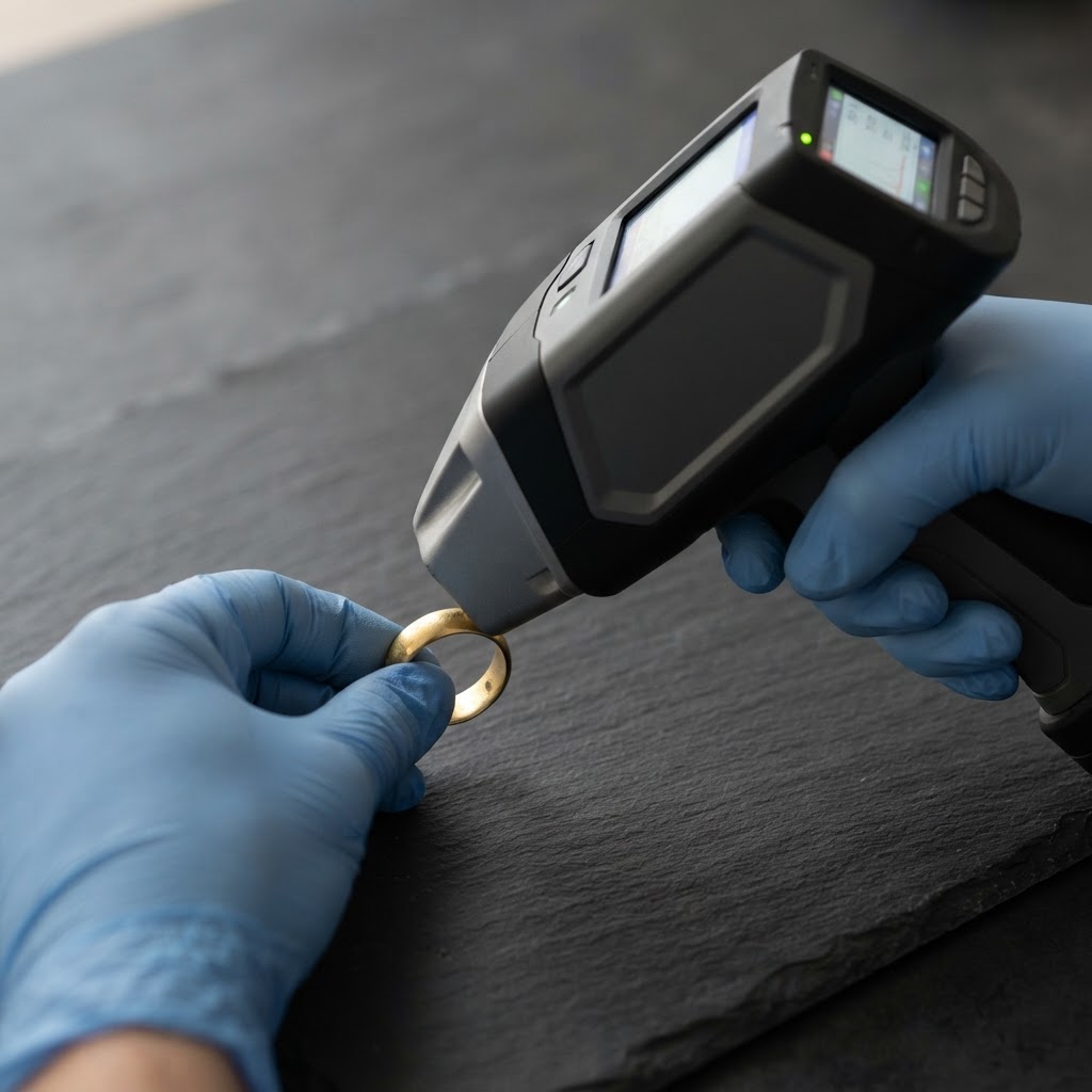 Gold Star Jewelry testing gold with professional evaluation equipment in Tampa