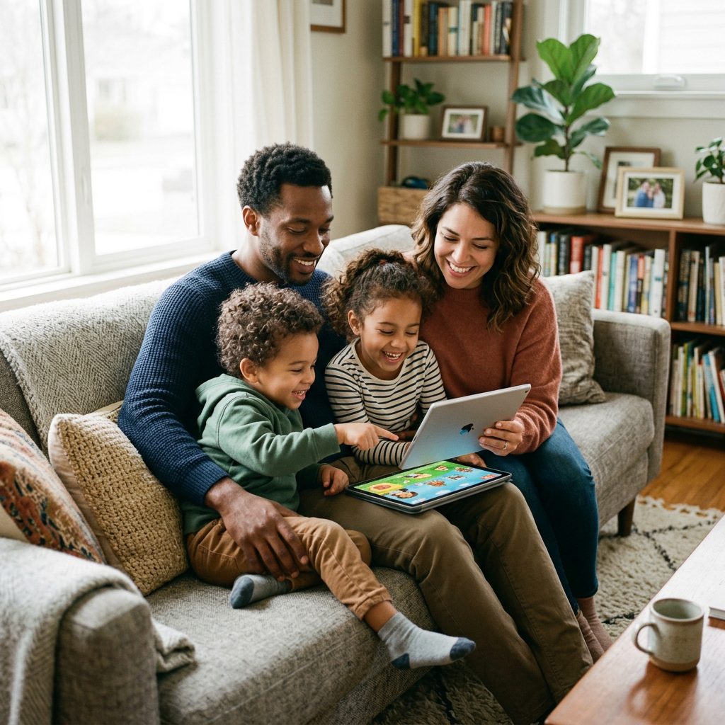 Diverse family with children