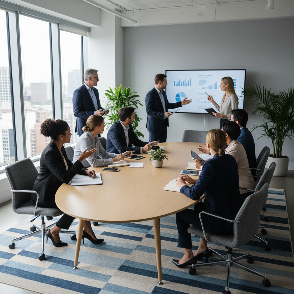 Professional HR team collaborating in modern office