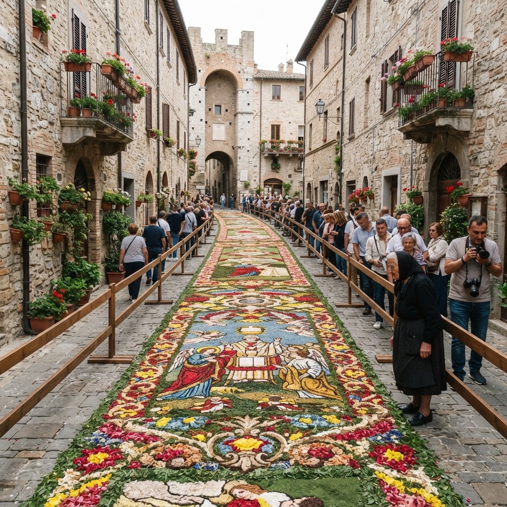 L'Infiorata di Spello: quando i fiori diventano tappeti d'arte per le strade dell'Umbria