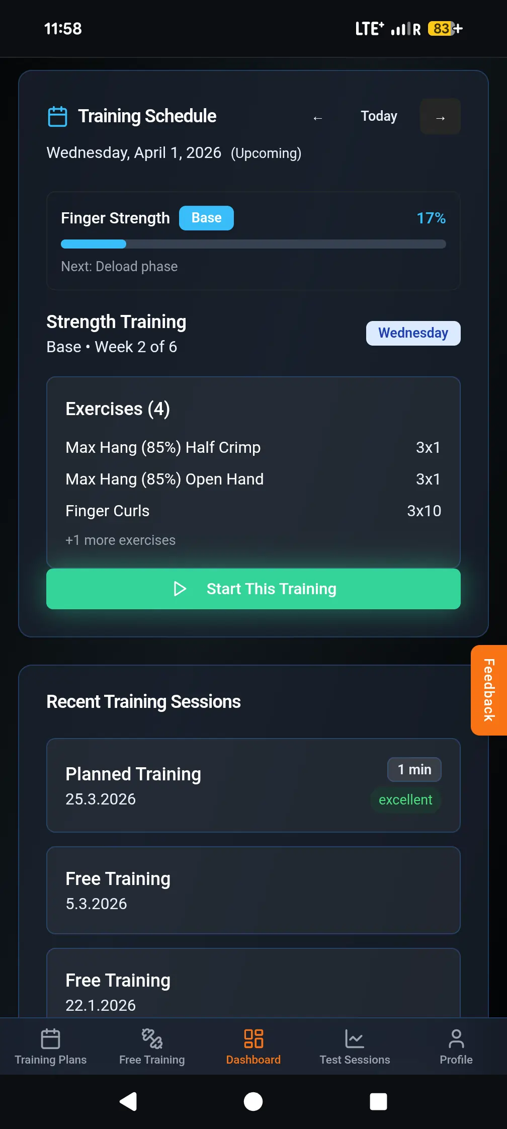 NextGrade training plan dashboard