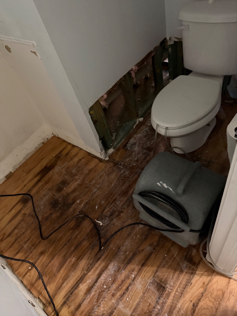 Drying equipment deployed — bathroom water damage restoration