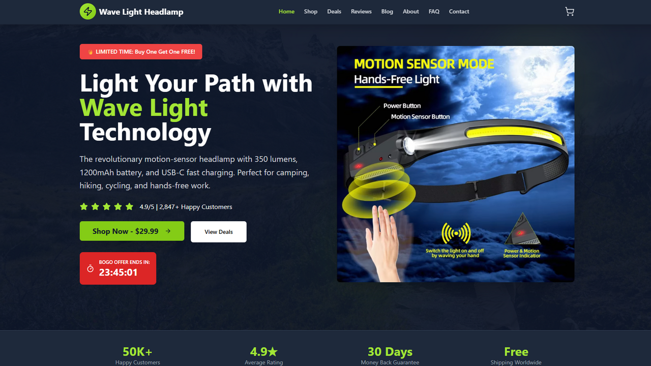 Single-Product Ecommerce Website template preview