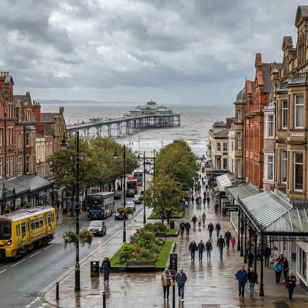 Southport town centre, Lord Street and Victorian pier