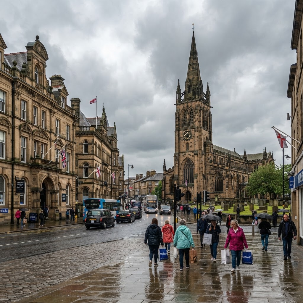 Blackburn town centre and Blackburn Cathedral