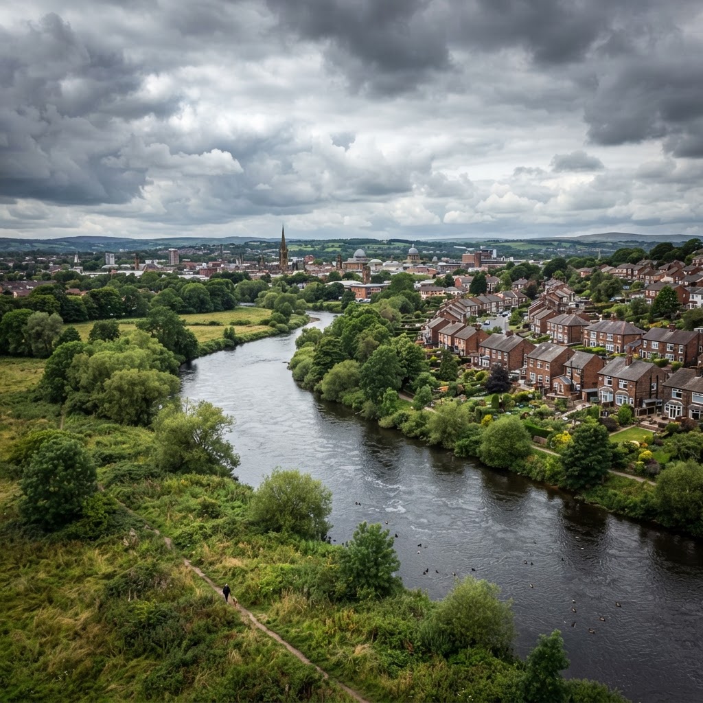 River Ribble and residential areas around Preston