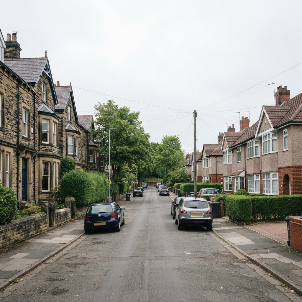 Horsforth and Garforth mix of stone Victorian villas and 1930s semi-detached houses with pitched tiled roofs