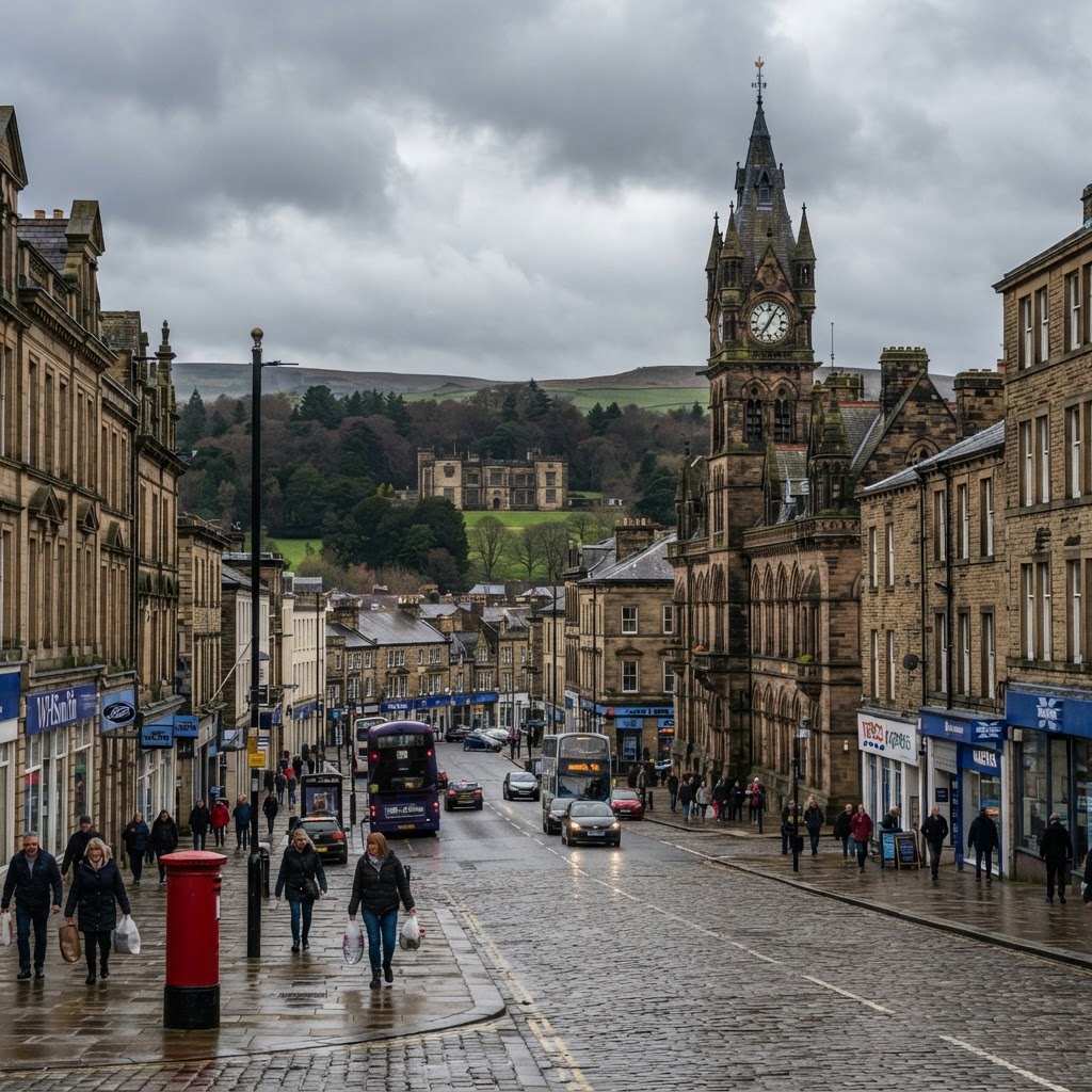 Burnley town centre and Towneley Hall