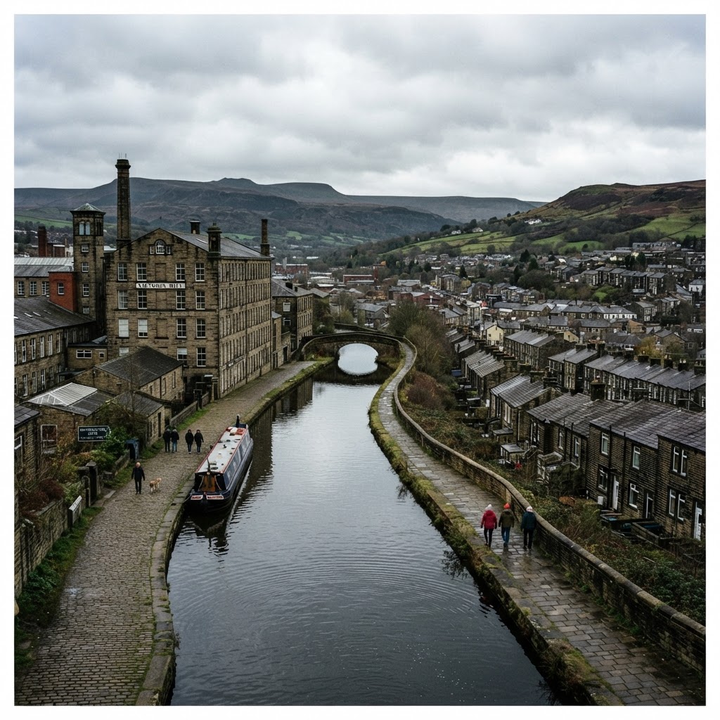 Leeds and Liverpool Canal and residential areas around Burnley