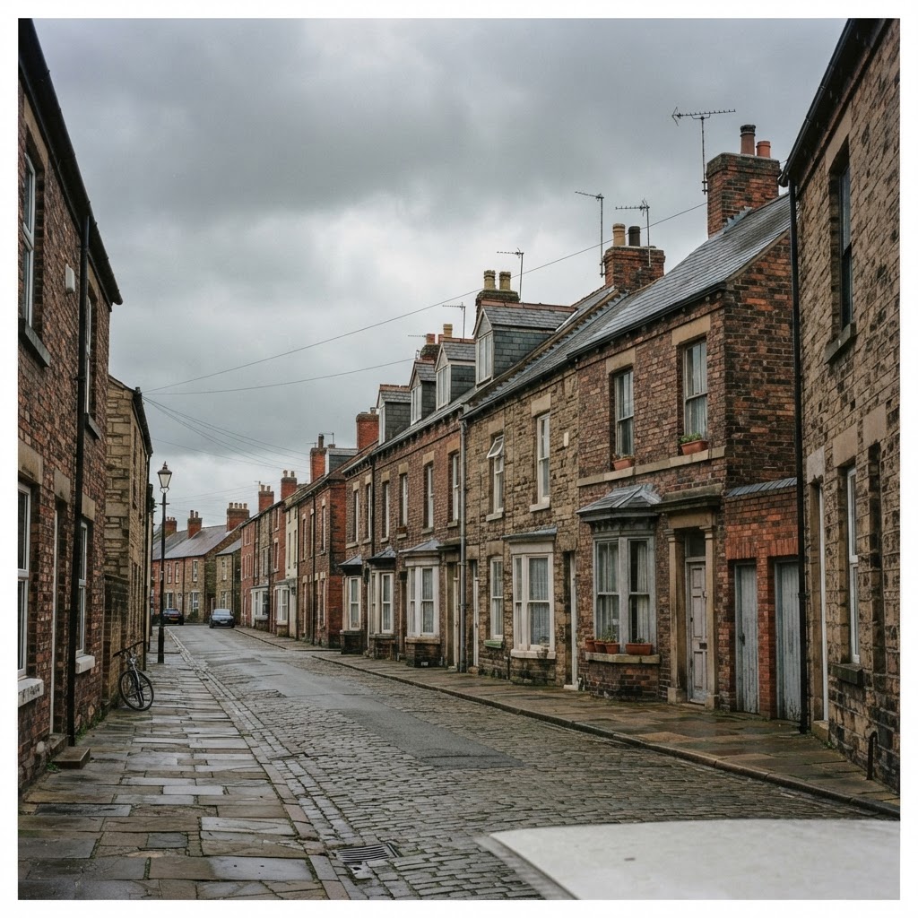 Runcorn, Cheshire β older brick and stone housing in Runcorn Old Town with slate and tiled roofs and chimney stacks