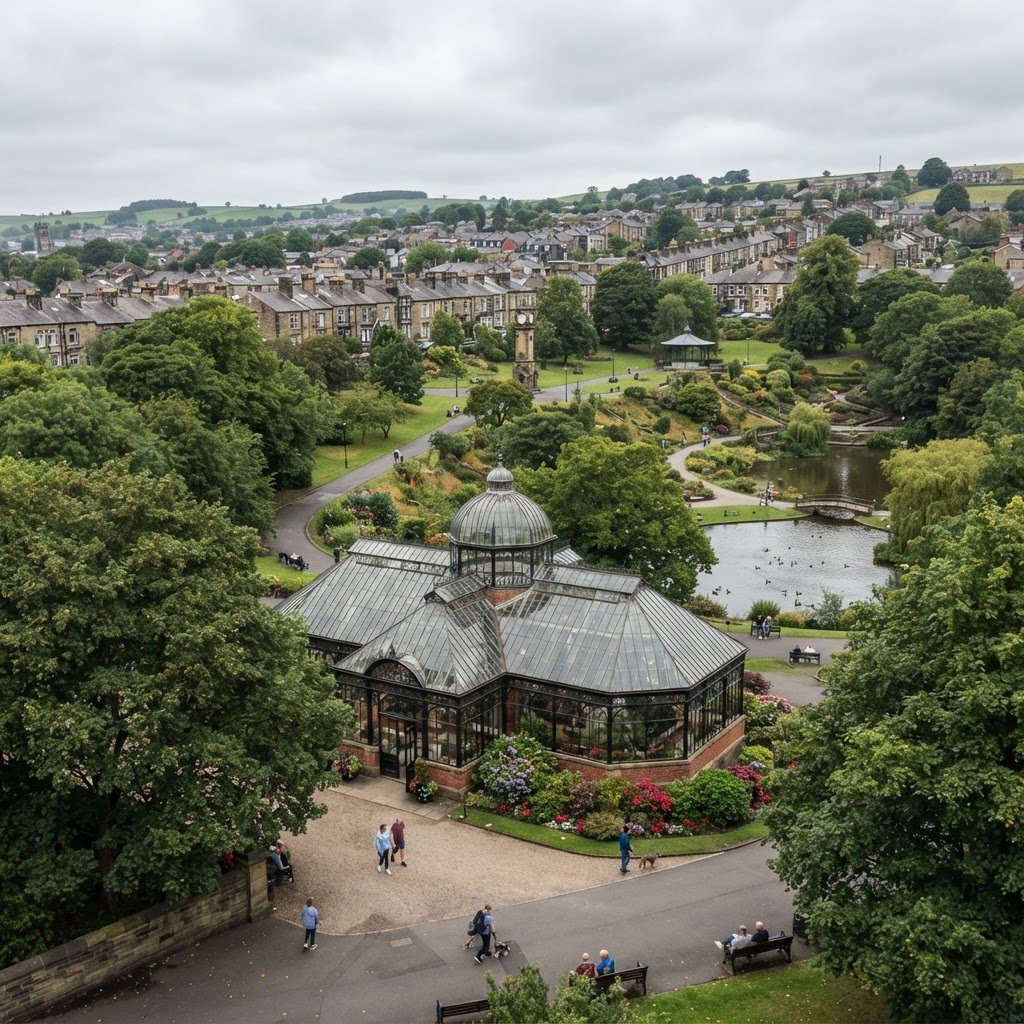Corporation Park and residential areas around Blackburn