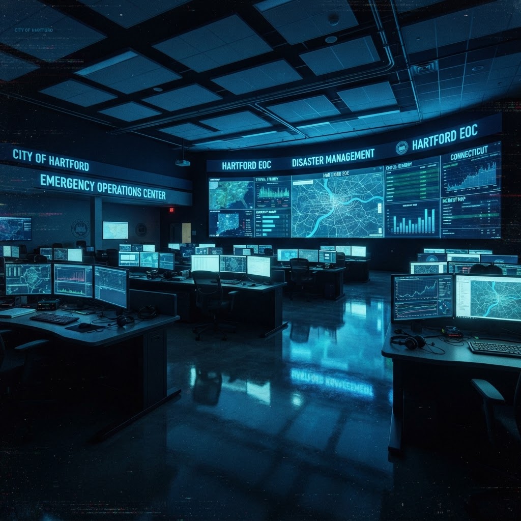 The silent monitoring room where the 'Hartford Synchronization' was first detected.