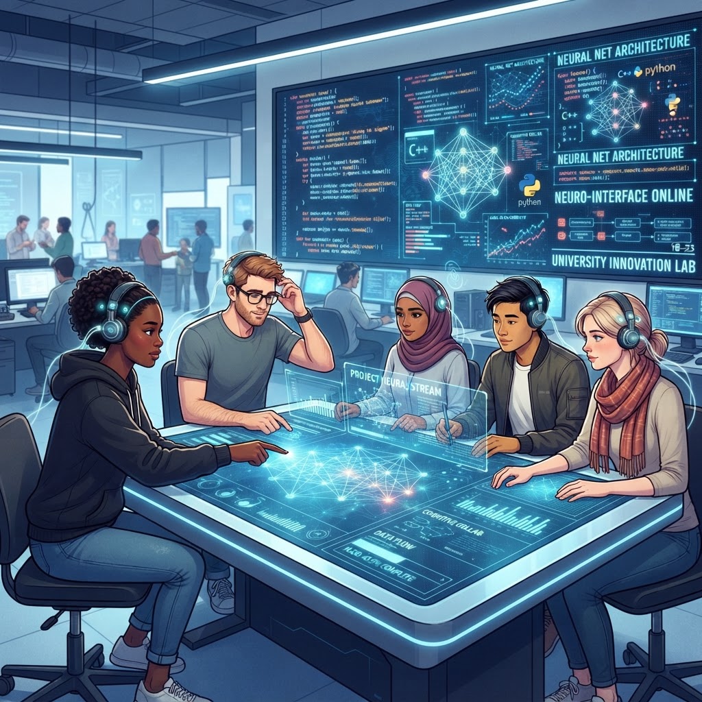 Students at the University of Brussels now use neural-standard interfaces to collaborate with autonomous researcher agents in real-time.