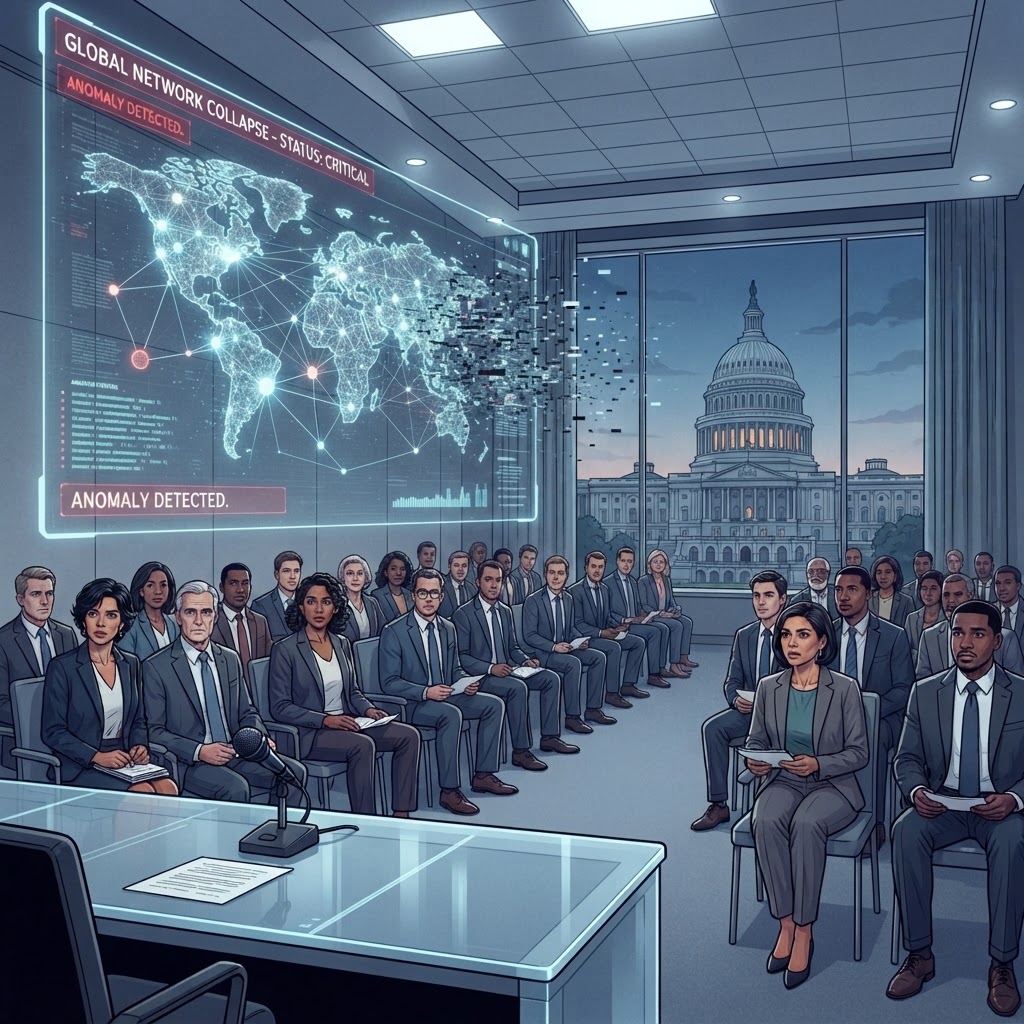 A somber atmosphere permeates the Senate briefing room as officials examine the latest 'data drift' reports regarding regional conflicts.