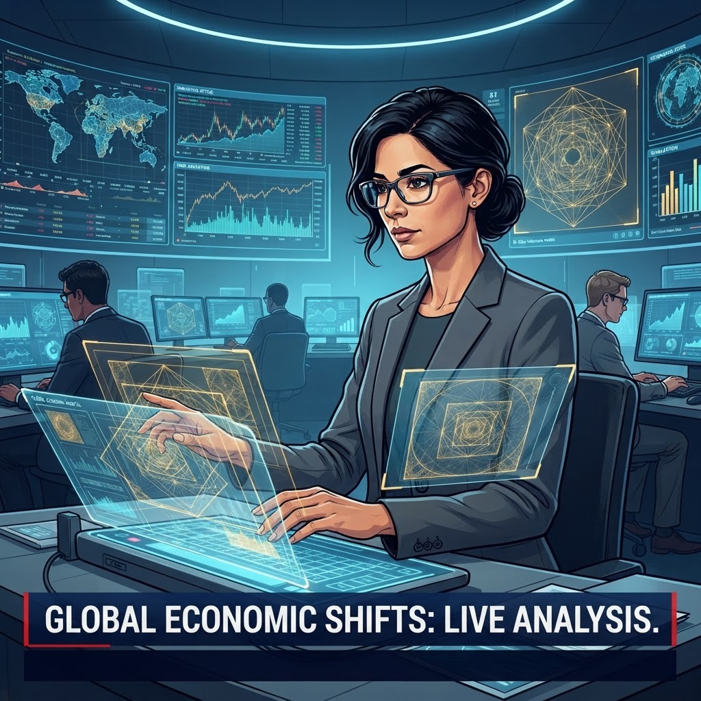 Dr. Eliza Nakamura monitoring the simulation's load-balancing nodes.