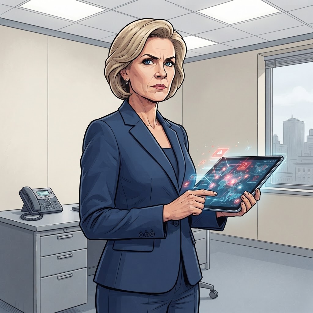 Senator Patricia Vance reviews confidential reports regarding the infrastructural integrity of the Baltimore harbor.