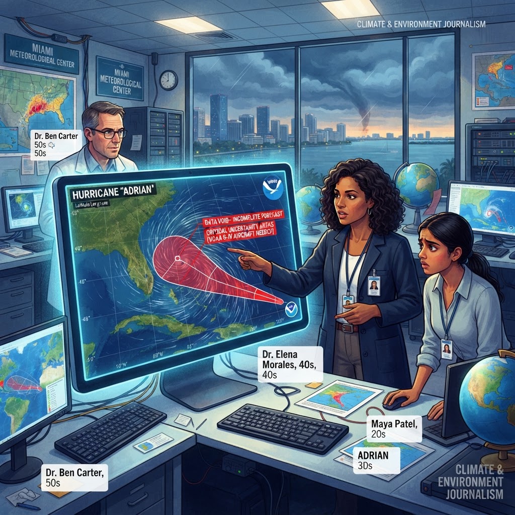 Meteorologists examine 'data voids' in the storm's trajectory logs.