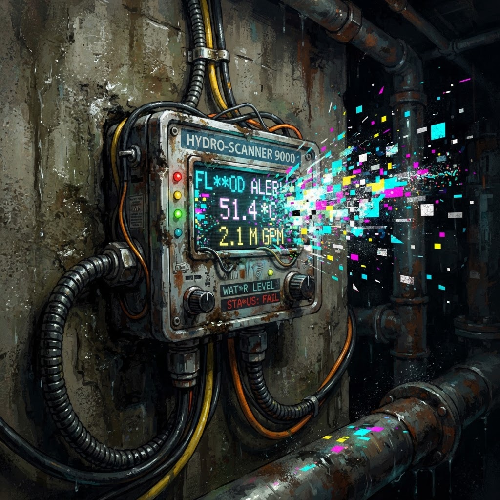 Sensor equipment recovered from the Connecticut River shoreline displays repeating, impossible data strings.