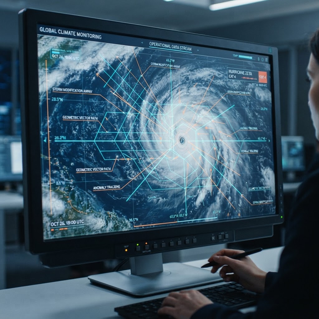 Data visualization revealing the structural 'grid-blocks' found within the hurricane's core.