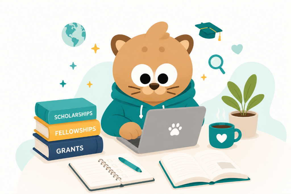 Mascot studying with opportunities