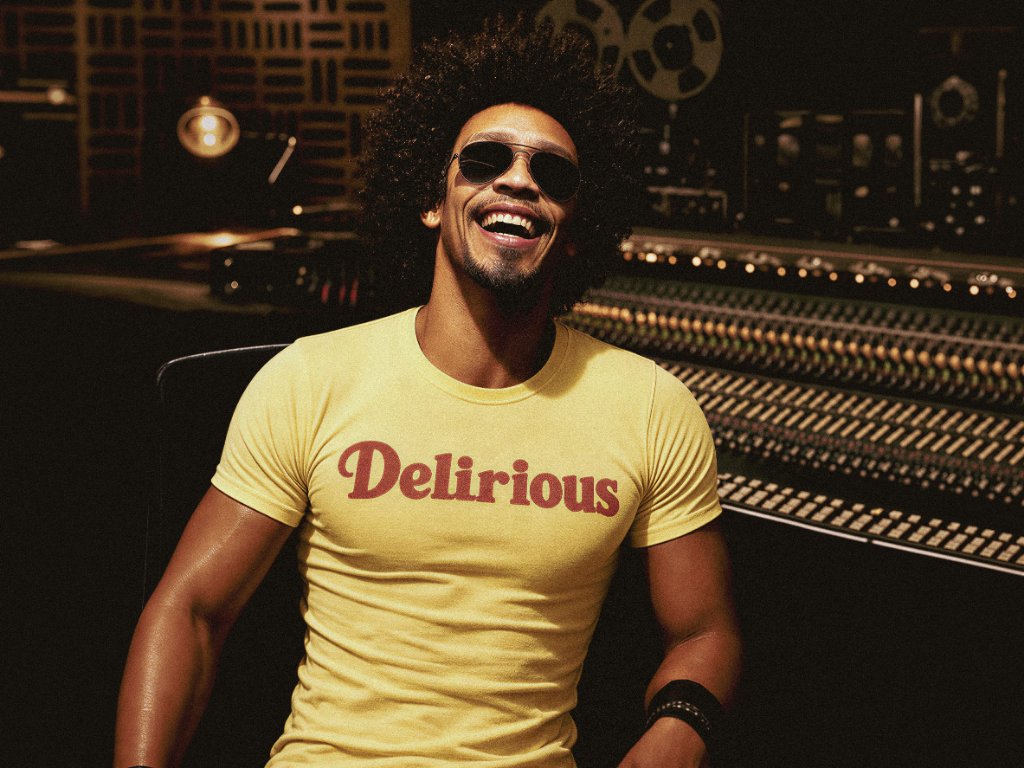 Supa Soula hero portrait - Virtual artist in studio with Delirious vintage t-shirt