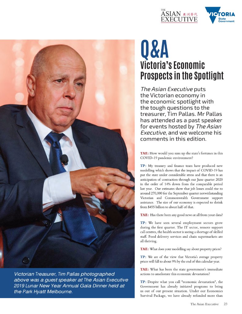 Q&A: Victoria's Economic Prospects — The Hon. Tim Pallas MP