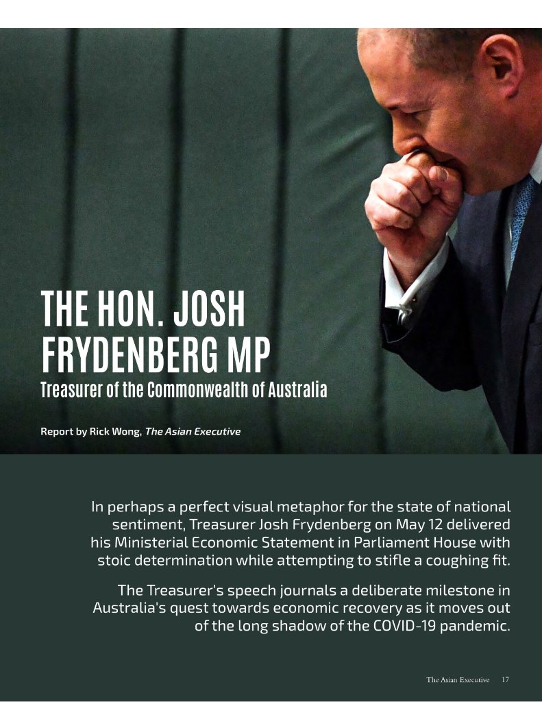 The Hon. Josh Frydenberg MP — Treasurer of the Commonwealth of Australia