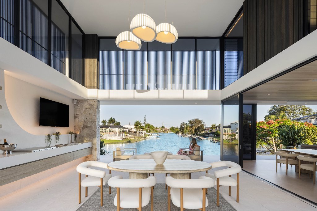 The Ashbourne House interior dining and waterfront view