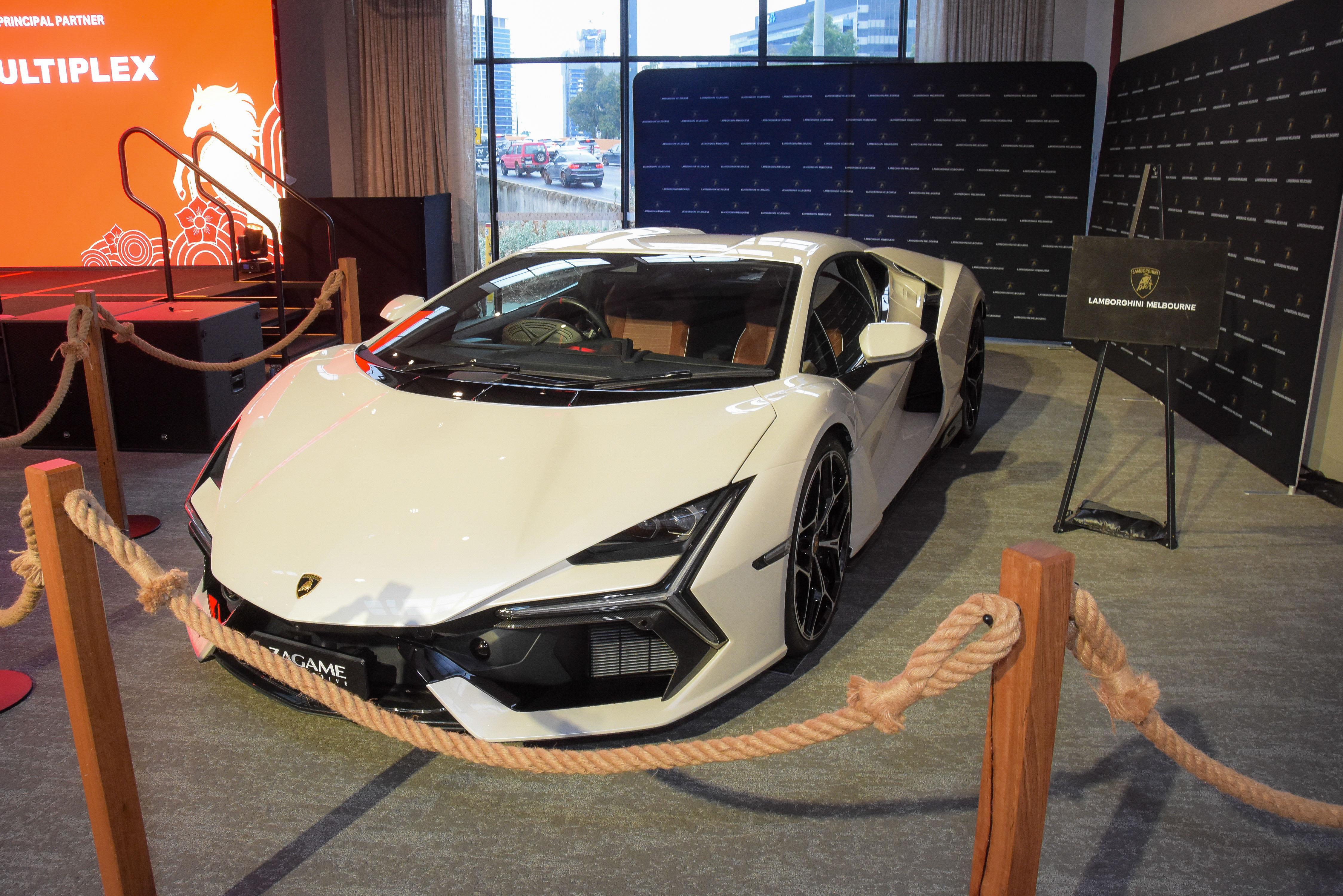 White Lamborghini on display as luxury brand partner at the 2026 Lunar New Year Gala