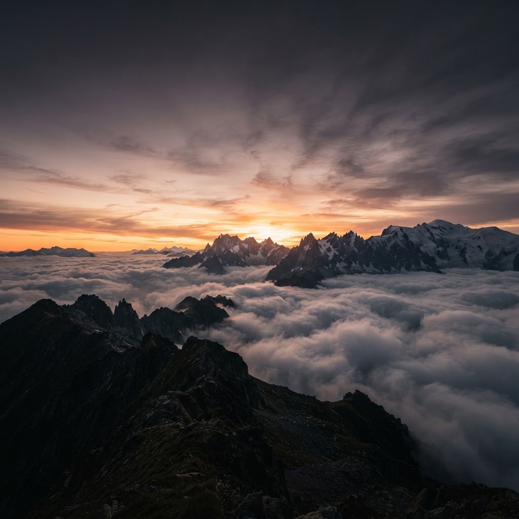 Connected Health — mountains above a sea of clouds at sunrise