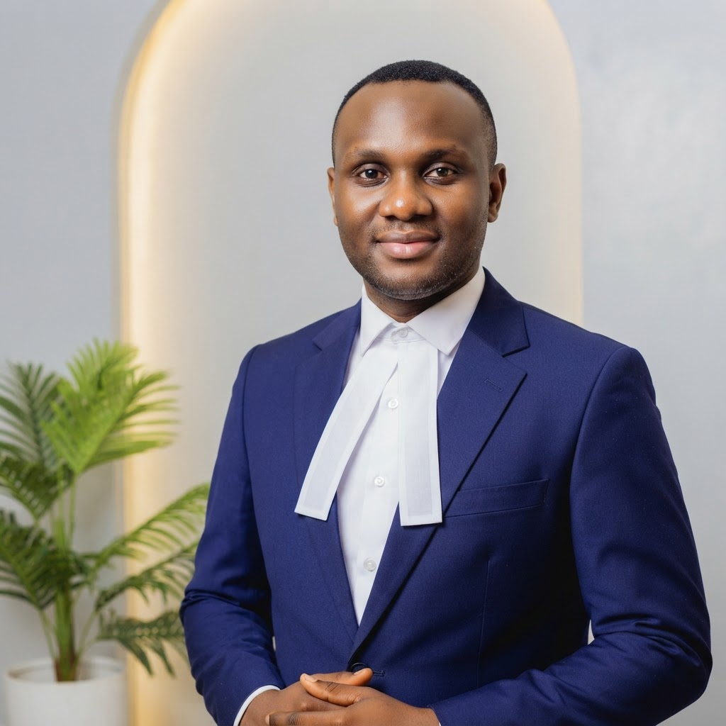 A Ugandan advocate in formal legal attire