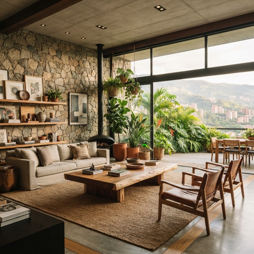 Diseño de interiores con materiales naturales en Colombia