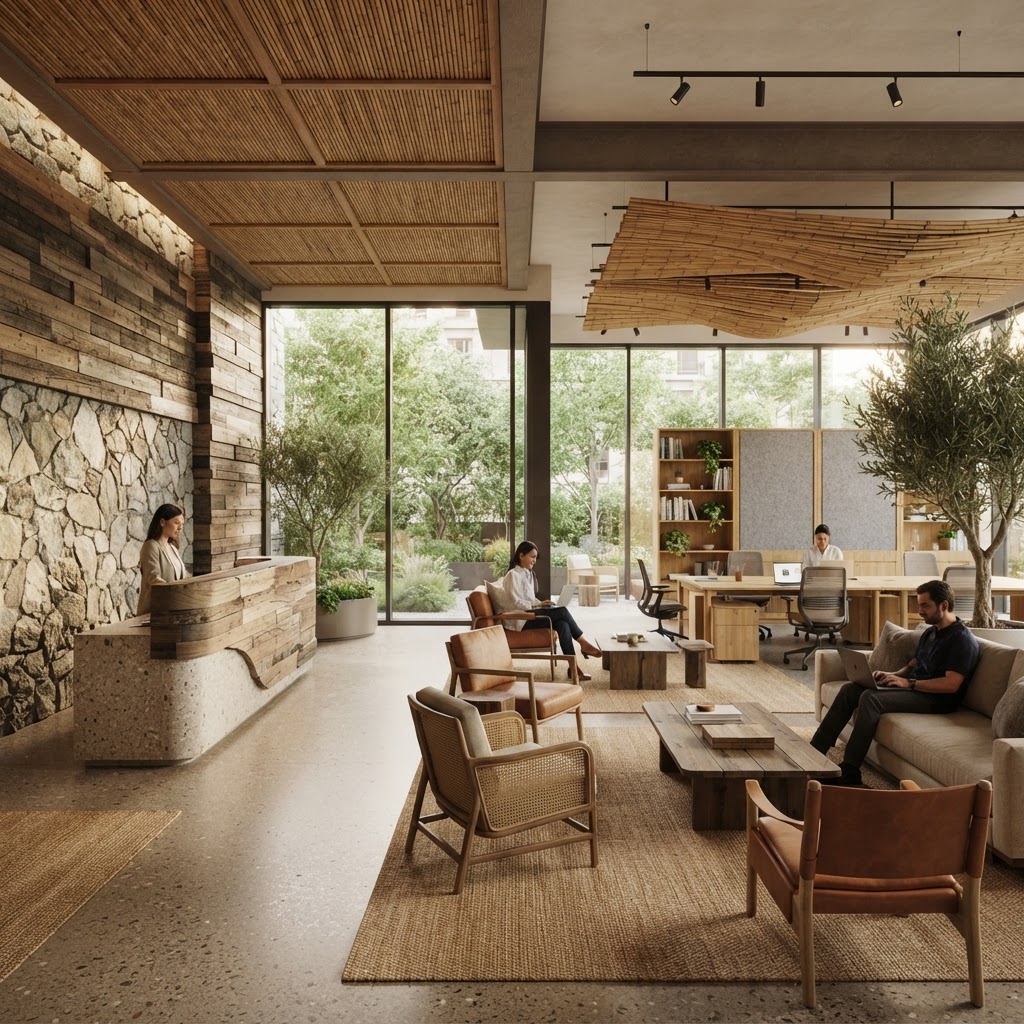 Materiales eco-friendly para arquitectura comercial moderna