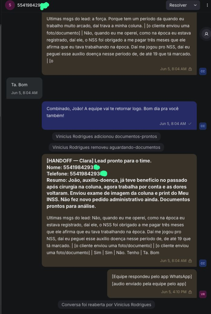 Conversa real da Clara