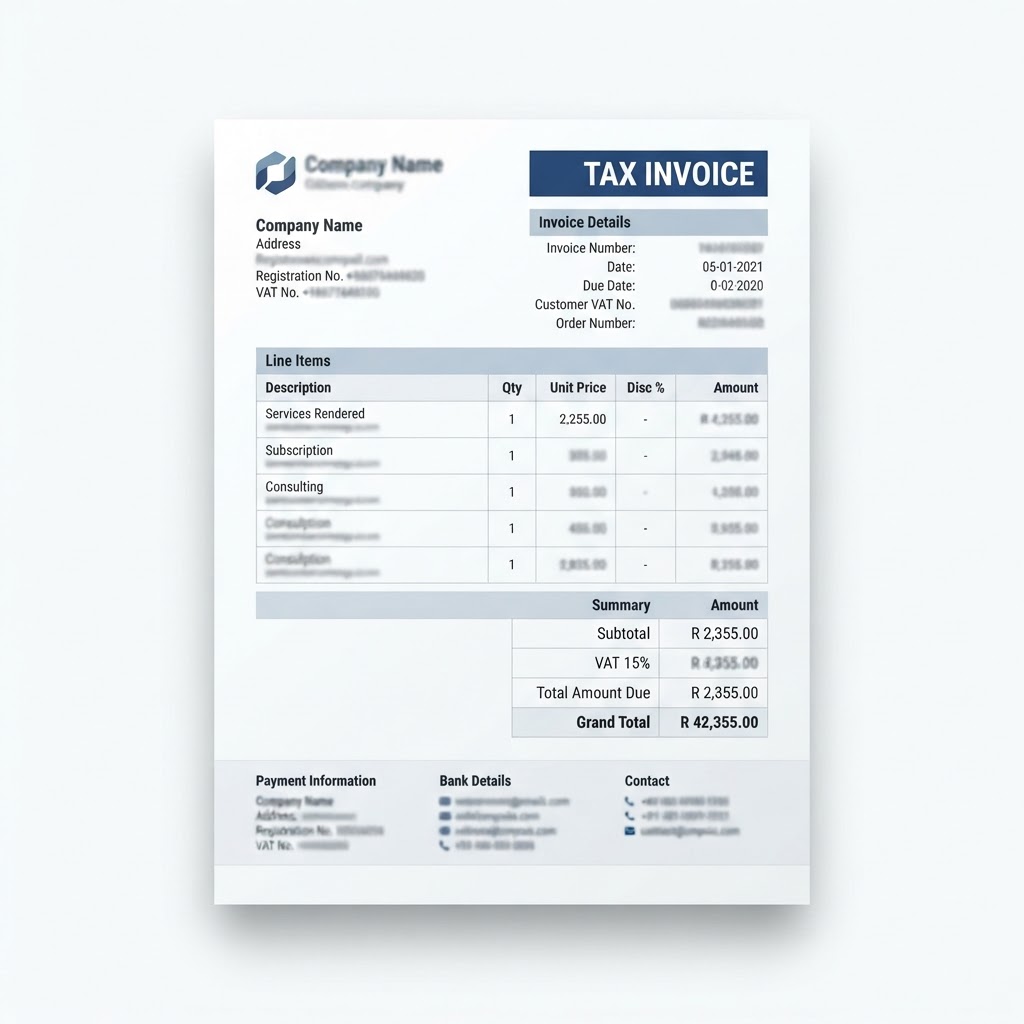 A South African tax invoice document