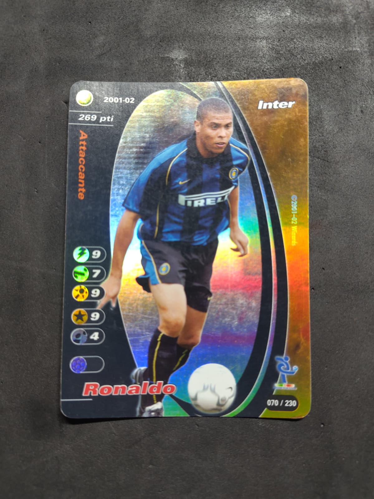 Restauro carta sportiva Ronaldo — Inter 2001-02 - prima