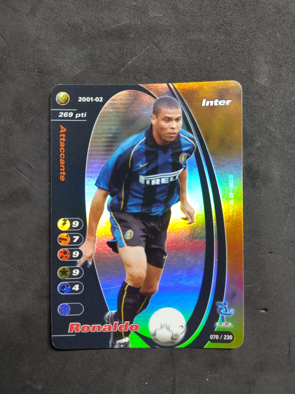 Restauro carta sportiva Ronaldo — Inter 2001-02 - dopo