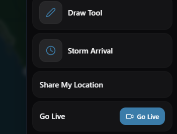 Go Live button in the radar tools panel