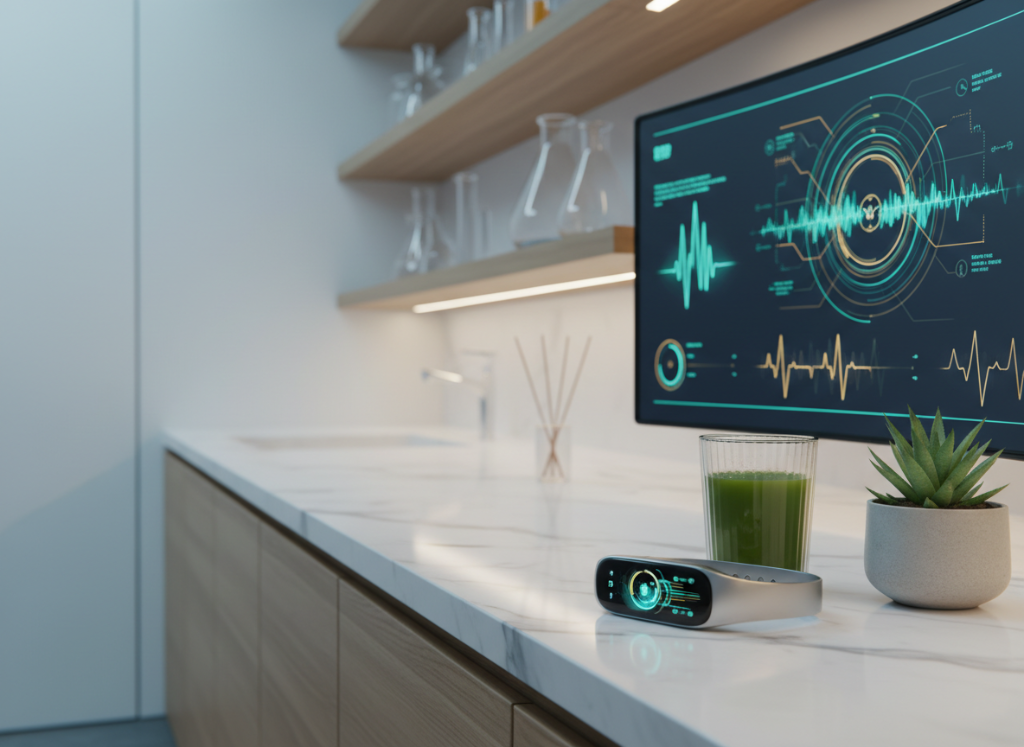 Precision wellness technology dashboard on a monitor