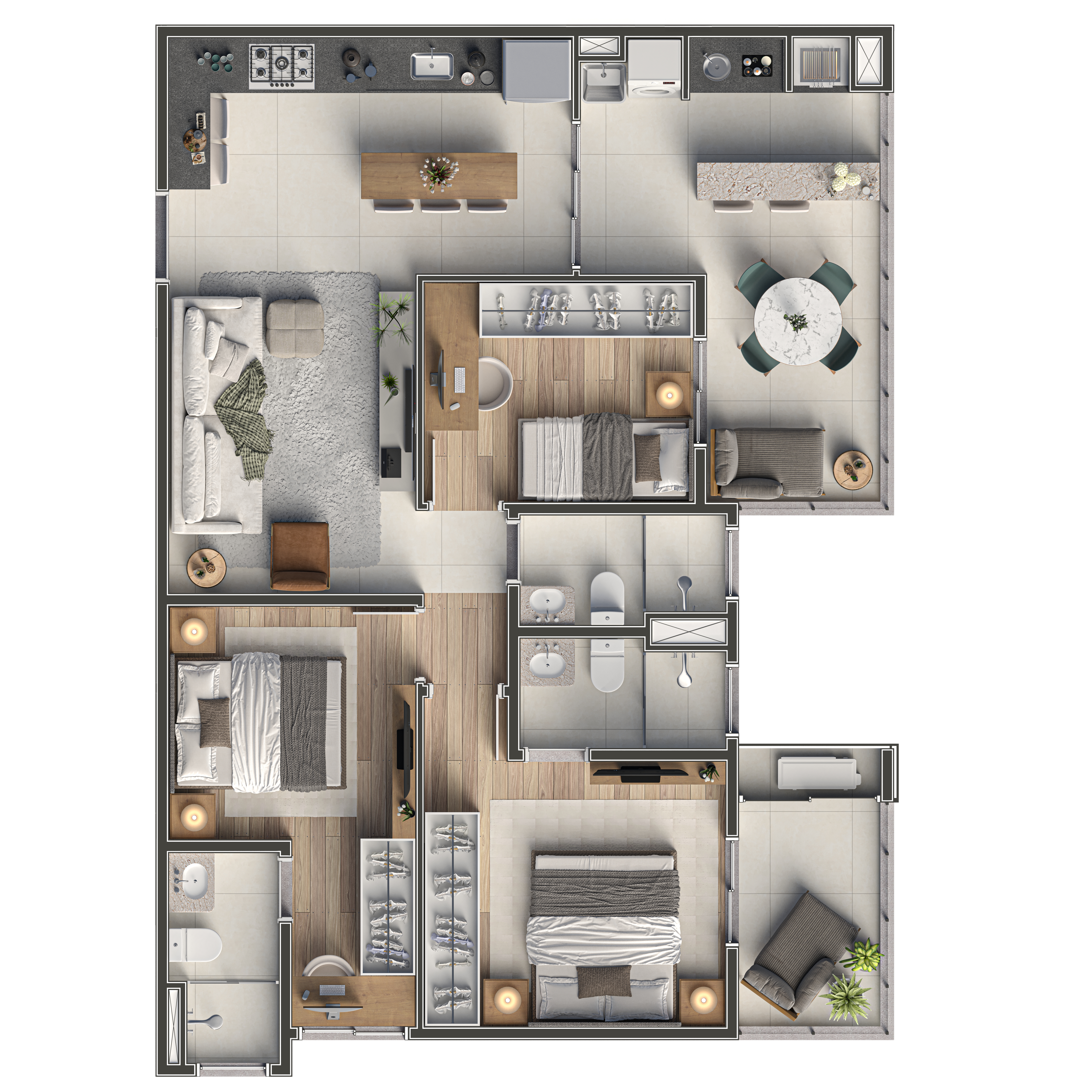 Planta 84m² · 2 suítes